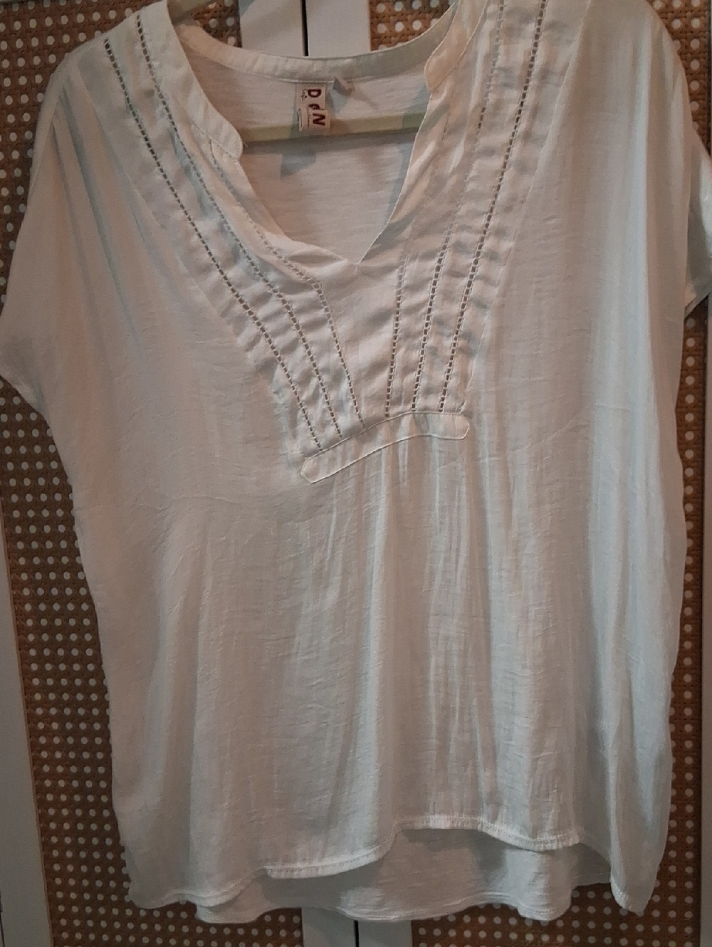 dolan White V-Neck Pintuck Tunic Top